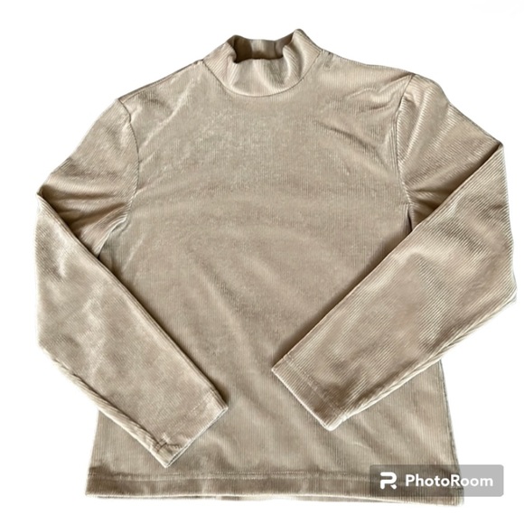 Lee Tops - VTG Y2K Lee Riveted Stretchy Ribbed Velour Mock